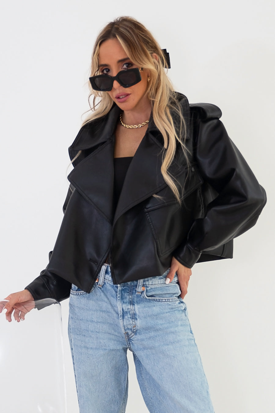 極美品◆RANDEBOO Vegan leather jacket◇ブラック RANDEBOO Vegan leather jacket