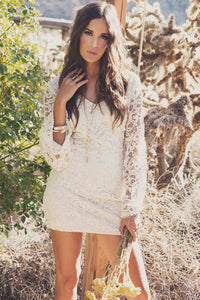 Miya Lace Bell Sleeve Dress - Ivory - Haute & Rebellious