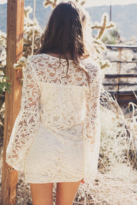 Miya Lace Bell Sleeve Dress - Ivory - Haute & Rebellious