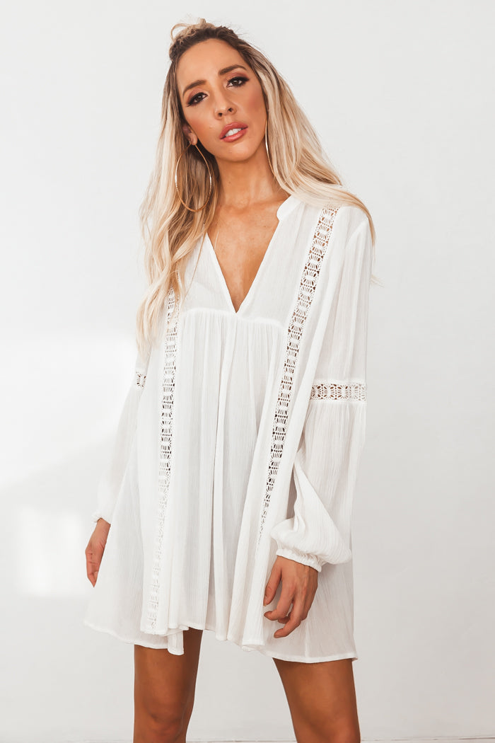 Flowy Long Sleeve Top S / White / 03664