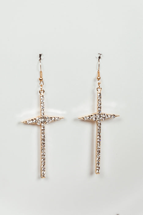 Rhinestone Cross Earrings