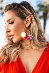 Hoop Pom-Pom Earrings - Yellow - Haute & Rebellious