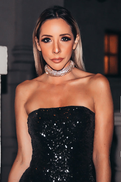 Crystals Choker Necklace - Gold Crystals Choker Necklace - Gold