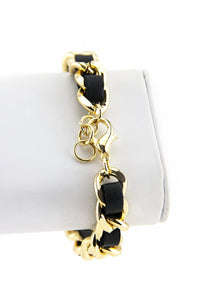 BRAIDED CHAIN LINKED ID BRACELET - Black/Gold - Haute & Rebellious