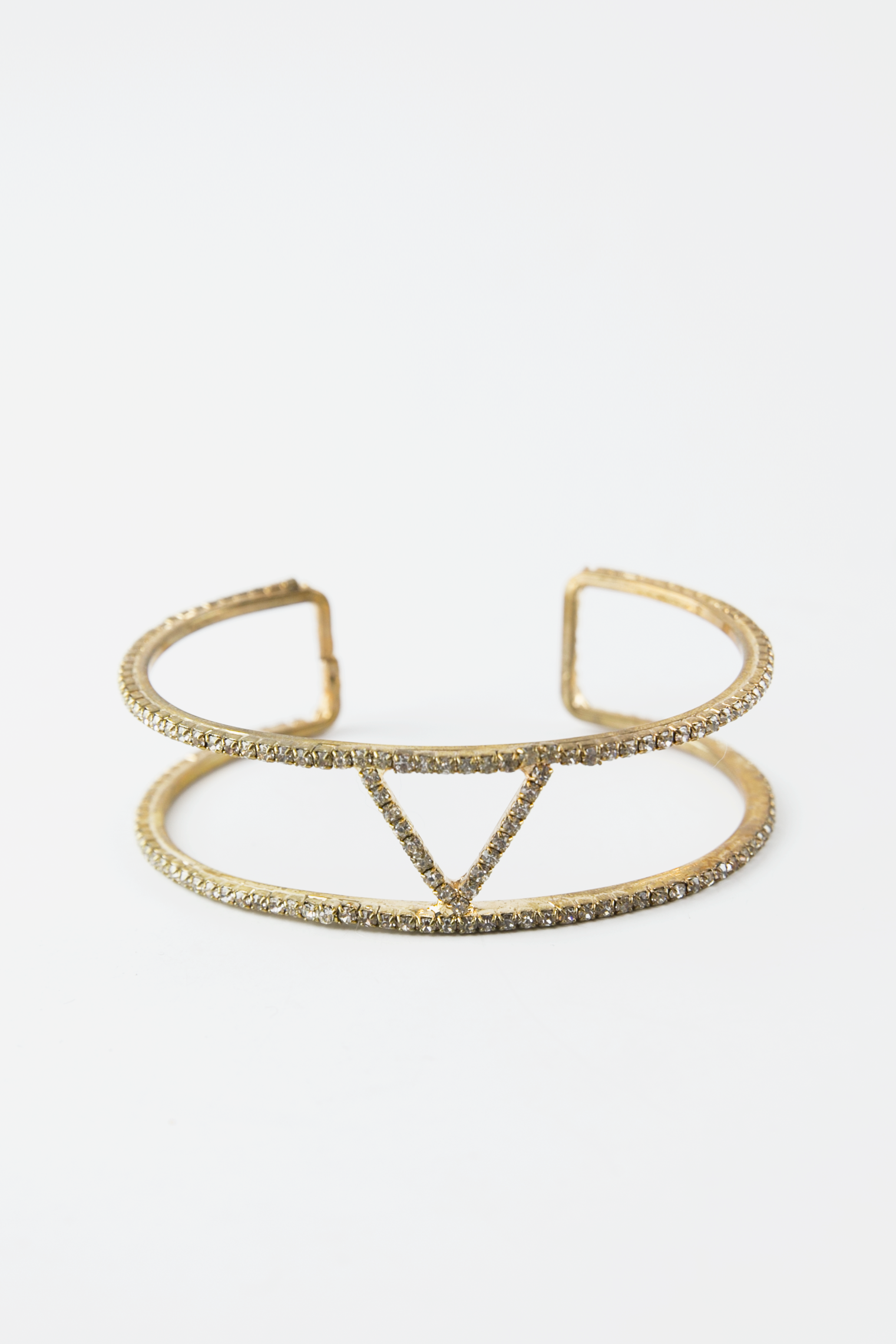 Crystal Lined Gold Cuff Bracelet