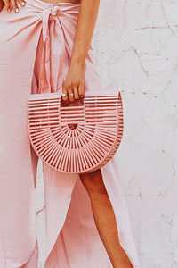 Bamboo Basket Bag - Pink