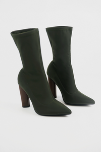Walk The Talk Sock Booties - Olive - Haute & Rebellious