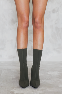Walk The Talk Sock Booties - Olive - Haute & Rebellious