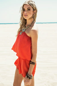 Lorey Layered Romper - Coral - Haute & Rebellious