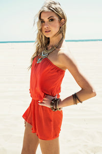 Lorey Layered Romper - Coral - Haute & Rebellious