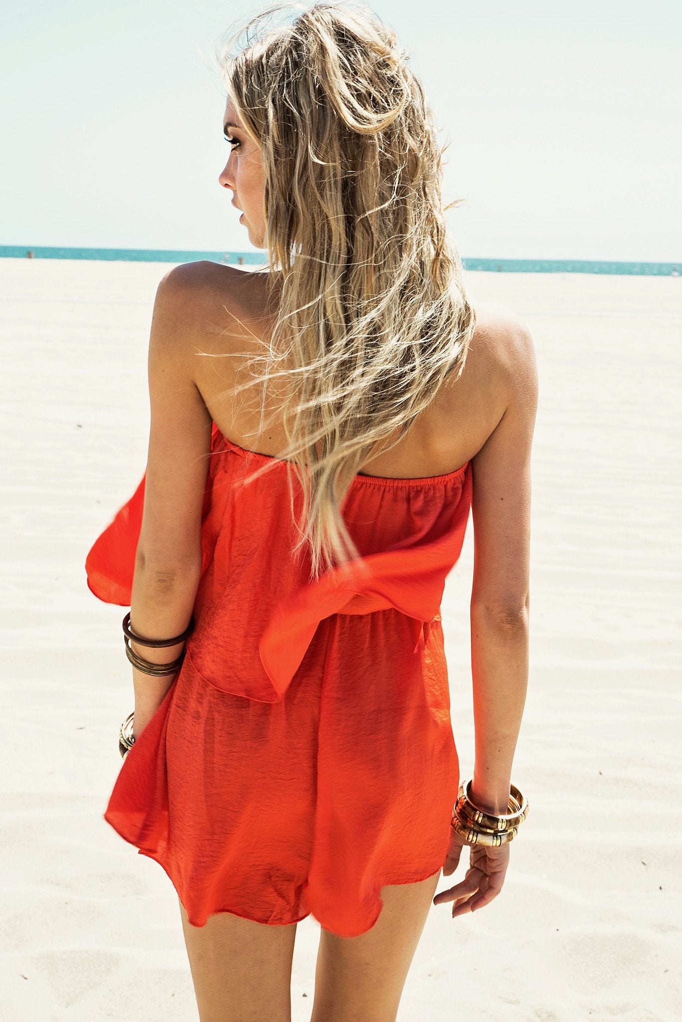 Lorey Layered Romper - Coral - Haute & Rebellious