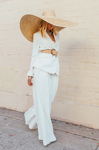 Raya High-Waisted Wide-Leg Pant - White