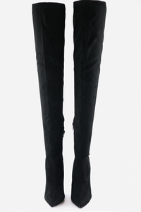 Thigh High Suede Boots - Black