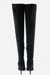 Thigh High Suede Boots - Black