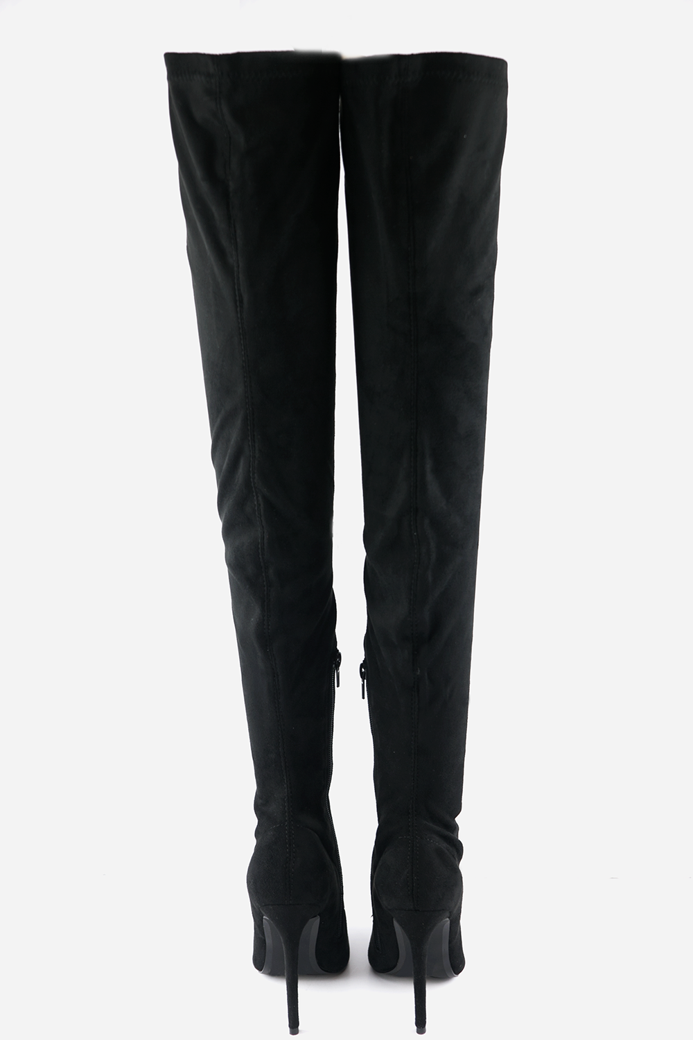 Thigh High Suede Boots - Black