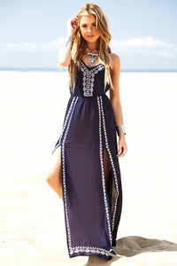 Malahna Tribal Linen Maxi - Navy - Haute & Rebellious