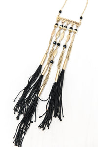 Lynna Metal Pendant Fringe Necklace - Haute & Rebellious