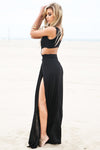 Layla Cutout High-Slit Maxi Dress - Black - Haute & Rebellious