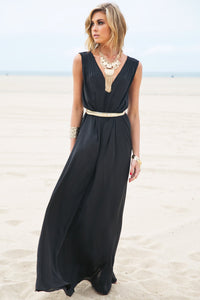 Grecian Style Flowy Maxi - Black - Haute & Rebellious