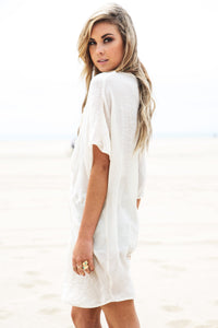 Hanah Linen Wrap Cover-Up - Cream - Haute & Rebellious