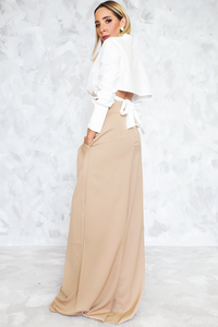 High-Waisted Palazzo Pant - Taupe - Haute & Rebellious