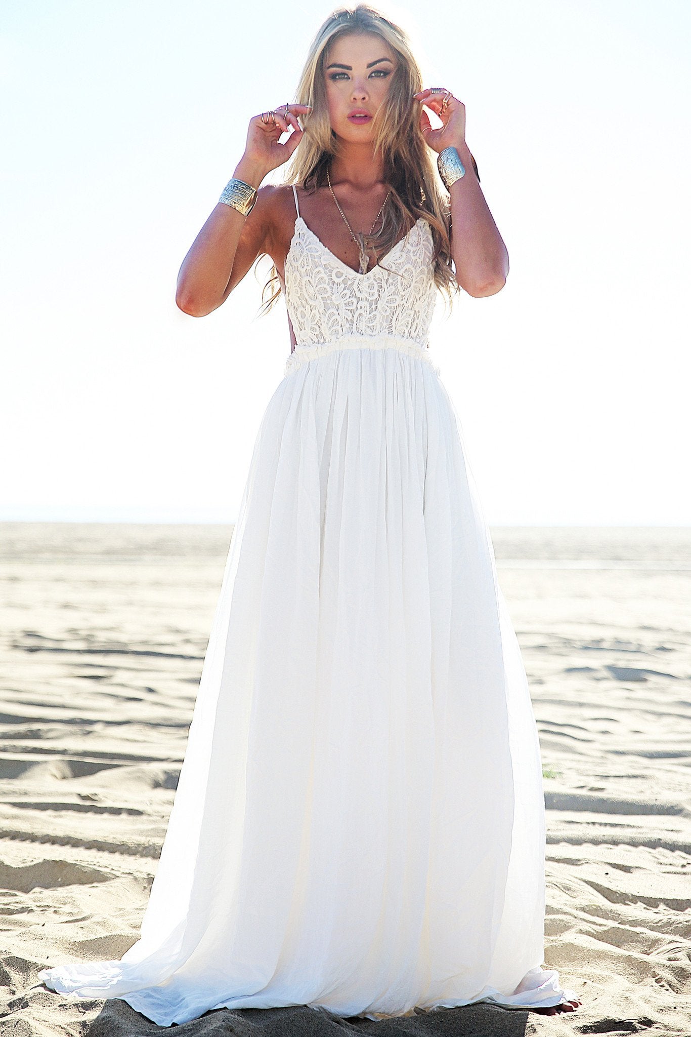 Open back crochet maxi dress Clearance