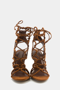 Lanie Lace-Up Heel - Chestnut