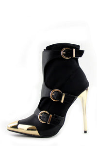 Gold Plated Closed-Toe Heel - Black - Haute & Rebellious