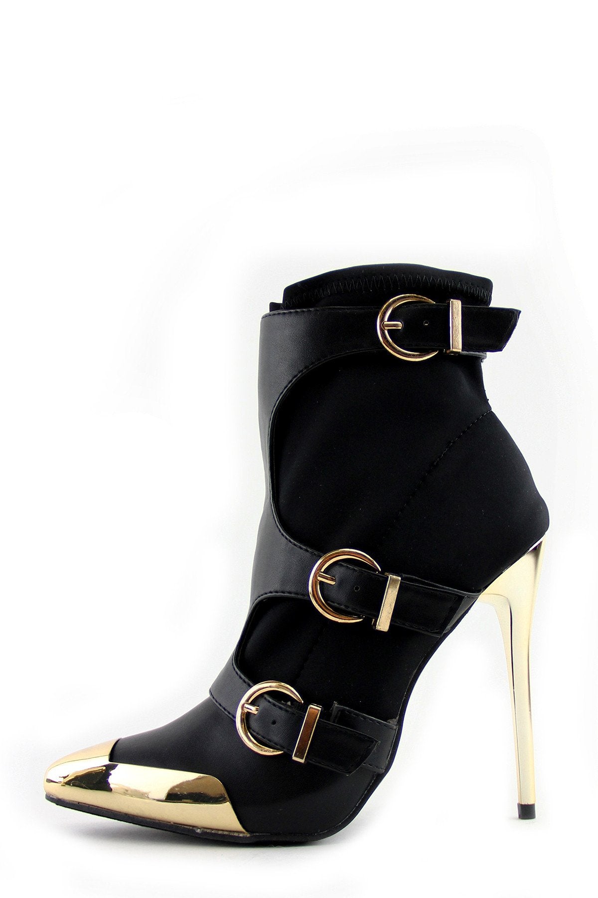Gold Plated Closed-Toe Heel - Black - Haute & Rebellious