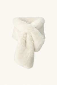 Oversize Faux Fur Wraparound Stole - White