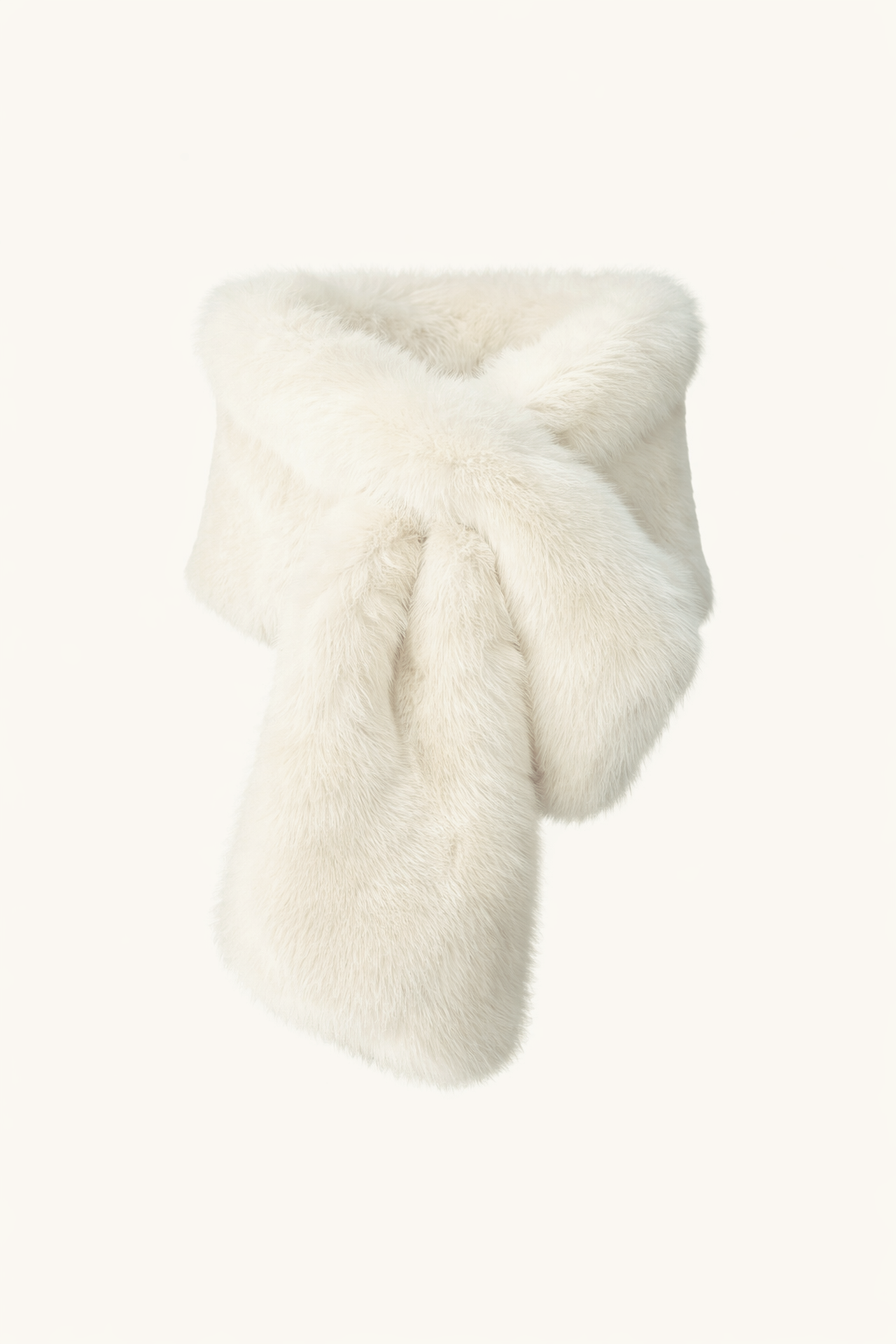 Oversize Faux Fur Wraparound Stole - White