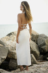 White Ring Detail Bikini Set with Wrap Skirt