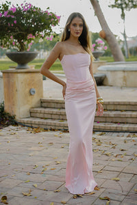 Rose Strapless Corset Satin Gown