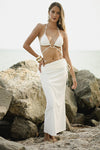 White Ring Detail Bikini Set with Wrap Skirt