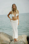 White Ring Detail Bikini Set with Wrap Skirt