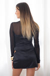 Black Mesh Illusion Mini Dress
