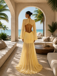 Serafina Cutout Chiffon Maxi Dress - Yellow