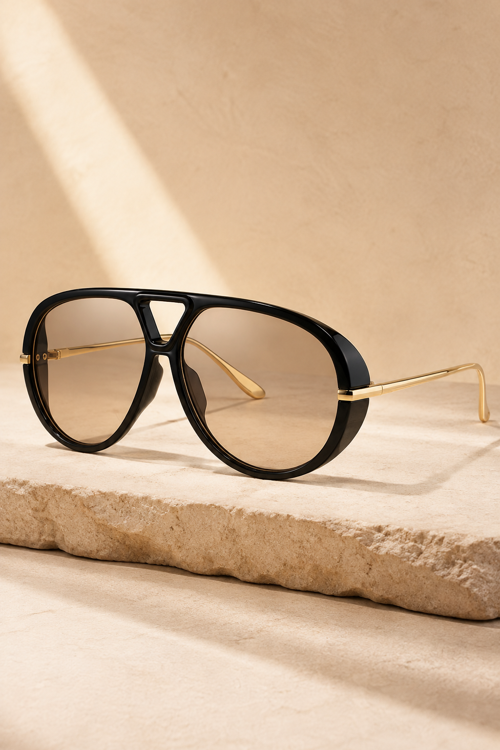 Riviera Oversized Aviator Sunglasses - Black