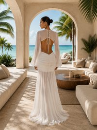 Serafina Cutout Chiffon Maxi Dress - White