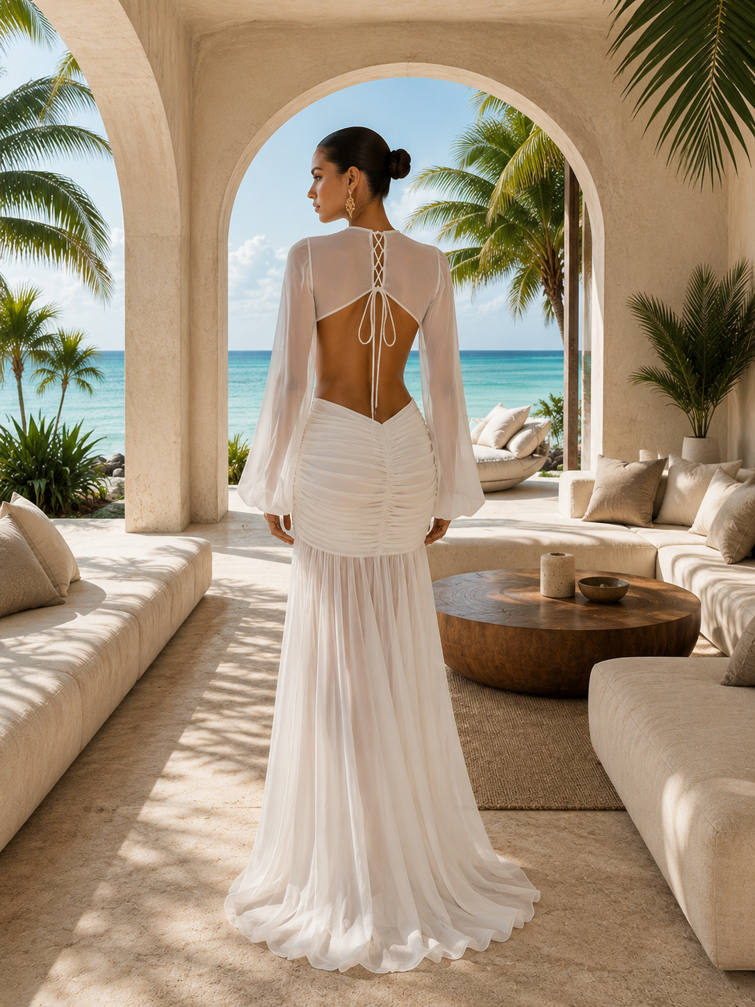 Serafina Cutout Chiffon Maxi Dress - White