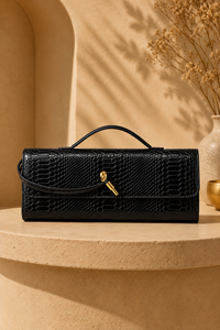 Aurelia Croc-Embossed Long Clutch Bag