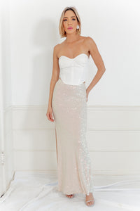 A Night Out Sequin Slit Long Skirt
