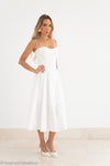 Romantic Corset Flare Midi Dress - White
