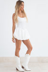 Bubble Skirt Mini Dress - White