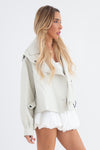 Vegan Leather Jacket - Off White