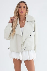 Vegan Leather Jacket - Off White