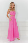 Linen Cut-Out Maxi Dress - Pink