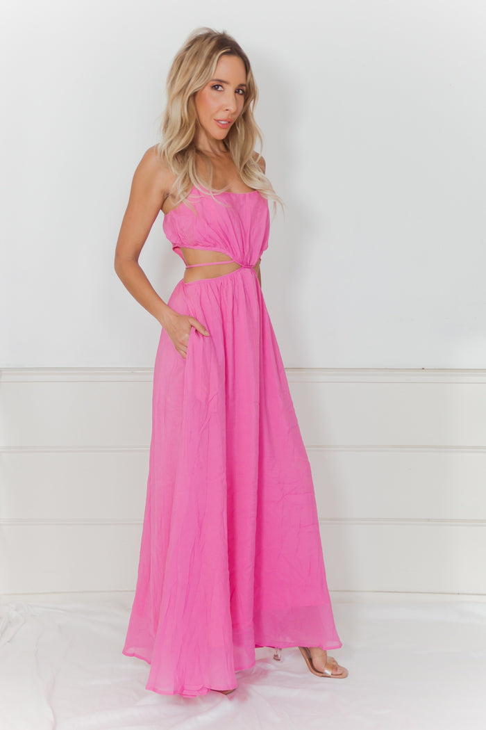 Linen Cut-Out Maxi Dress