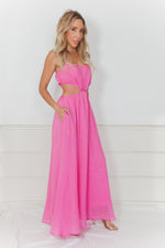 Linen Cut-Out Dress - Pink