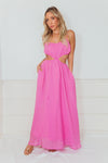 Linen Cut-Out Maxi Dress - Pink